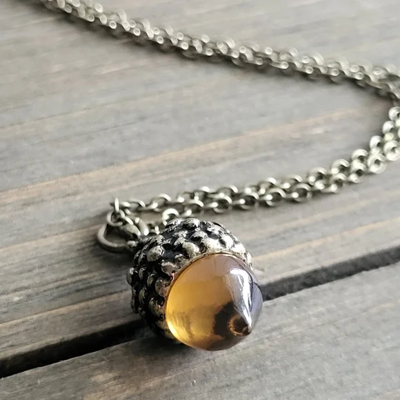 Bronze Acorn Resin Necklace- Handmade Necklace- Bronze Necklace- Acorn J… - Picture 1 of 8
